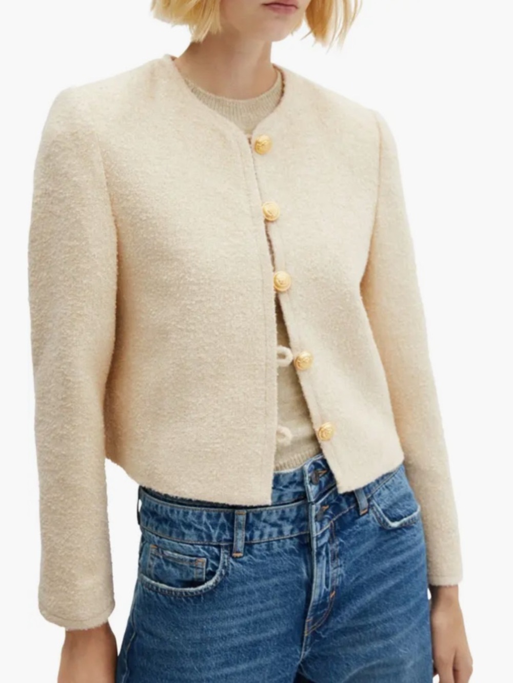 NWT Mango Tweed Jacket With Jewel Buttons medium